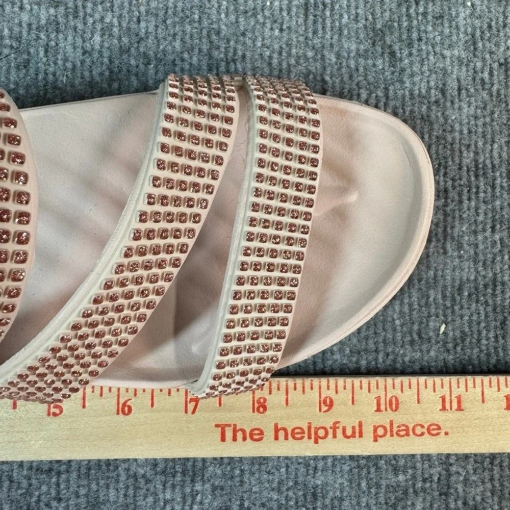 Crocs Brooklyn Strappy Low Wedge Sandals Rhinestone Blush Pink Nude Womens 9
